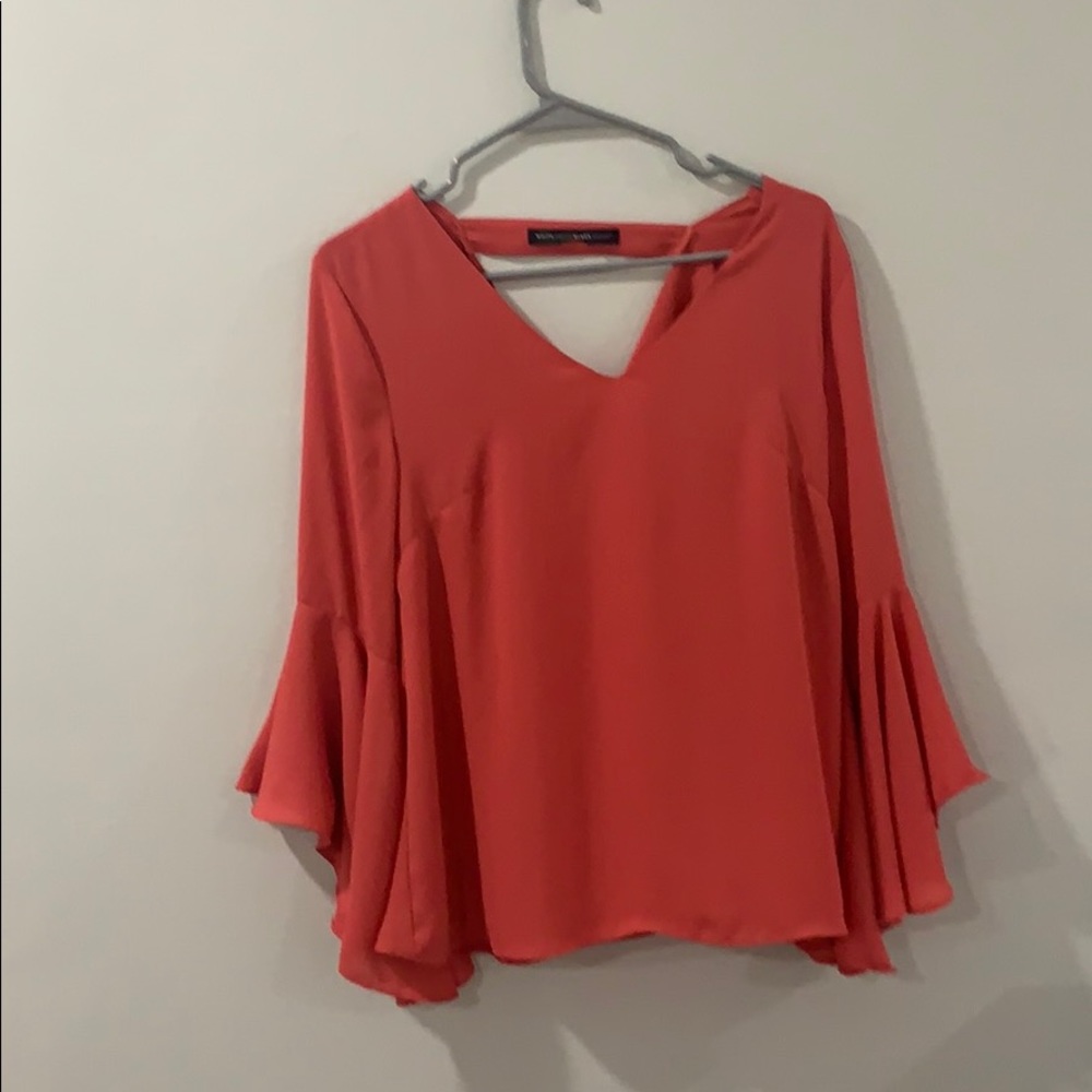 White House Black Market Coral Long Sleeve Shirt